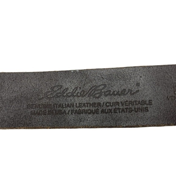 Vtg EDDIE BAUER Pewter Floral Filigree Buckle Leather Belt Western Bloom L/XL main image 7